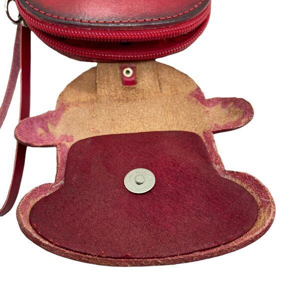 Tropical Cow And Turtle Wristlet Womens Red Leather Unique Funky Retro Strap - Picture 7 of 16